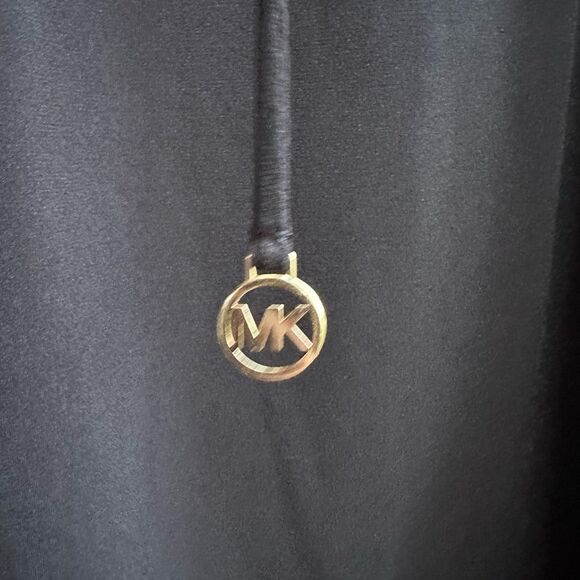 Michael Kors Women's Ruffle Blouse Black Leopard sleeves Large NWOT - Picture 4 of 4